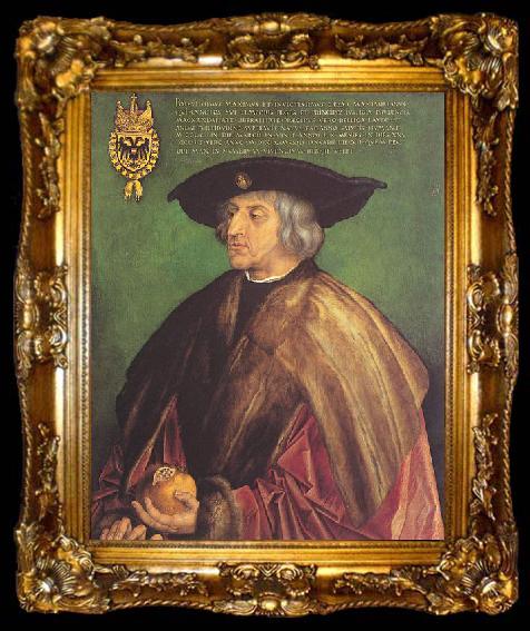 framed  Albrecht Durer Portrat des Kaisers Maximilians I. vor grunem Grund, ta009-2